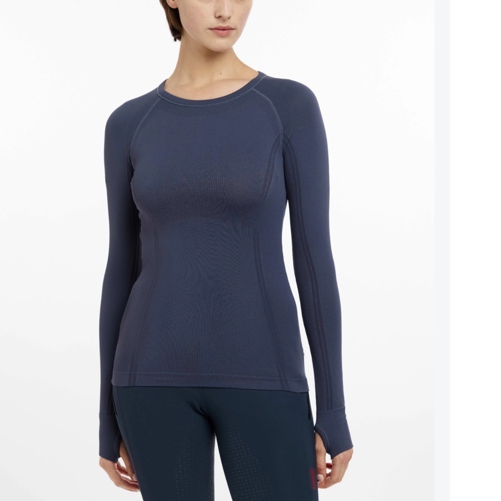 LeMieux Britney Seamless Long Sleeve Top Dusk Blue IT06014 US 6 Equestrian Base